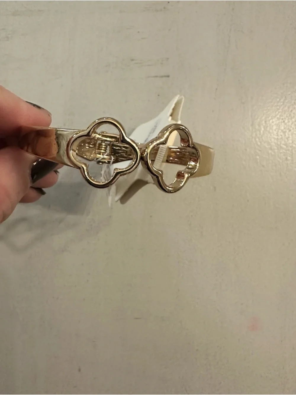 Crown & Ivy Gold Clover Spring Loaded Cuff Bracelet NWT